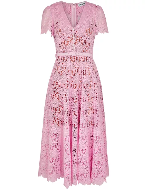 Self-portrait Embellished Guipure Lace Midi Dress - Pink - 10 (UK10 / S)