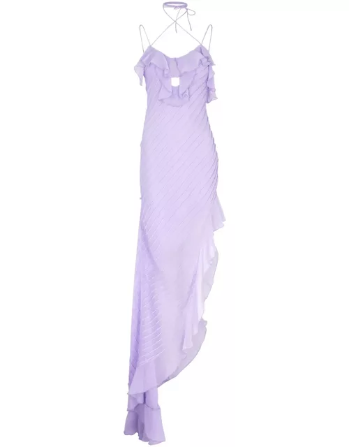 DE LA Vali Magdalena Asymmetric Chiffon Maxi Dress - Lilac - 10 (UK10 / S)