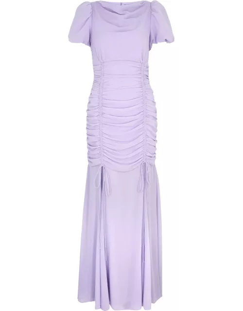 DE LA Vali Amandine Ruched Chiffon Maxi Dress - Lilac - 10 (UK10 / S)