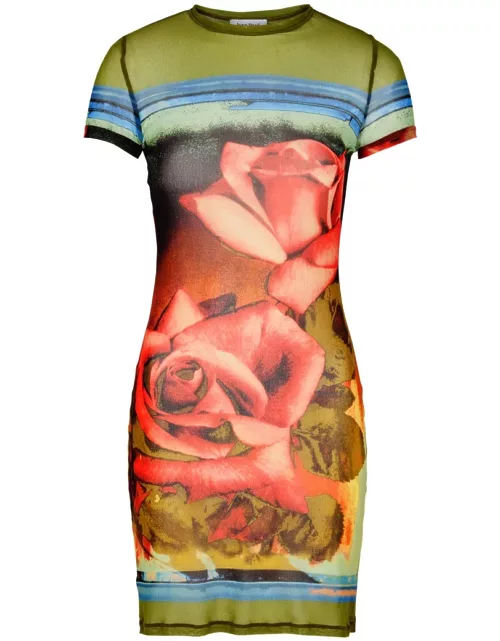 Jean Paul Gaultier Roses Printed Tulle Mini Dress - Multicoloured - M (UK12 / M)