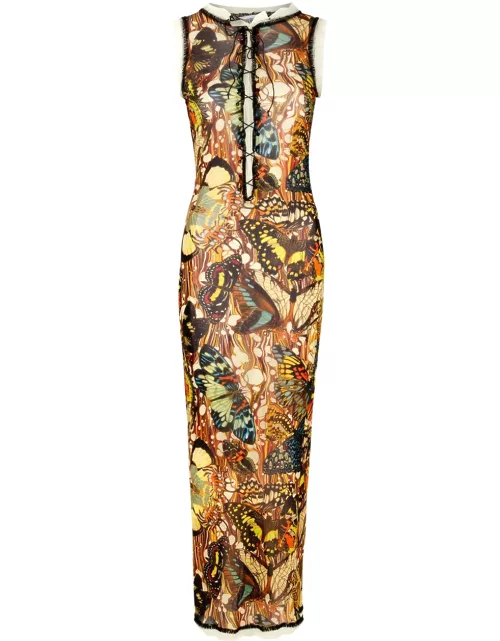 Jean Paul Gaultier Papillon Printed Lace-up Tulle Maxi Dress - Multicoloured - S (UK8-10 / S)