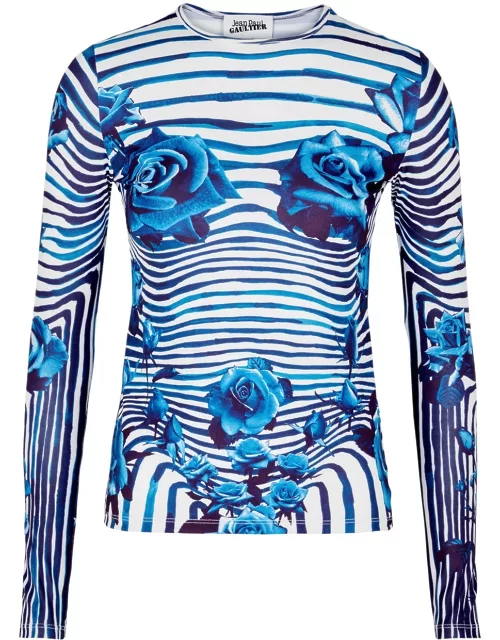 Jean Paul Gaultier Flower Body Morphing Stretch-jersey top - Blue - L (UK14 / L)