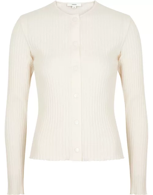 Vince Ribbed Cotton-blend Cardigan - Off White - XS (UK6 / XS)