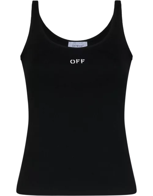 Off-White Logo Rib-knit Cotton Tank Top