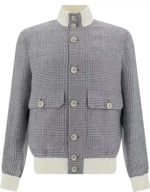 Brunello Cucinelli Linen, Wool And Silk Checked Jacket