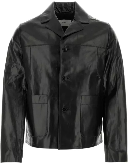 Ami Alexandre Mattiussi Black Leather Jacket