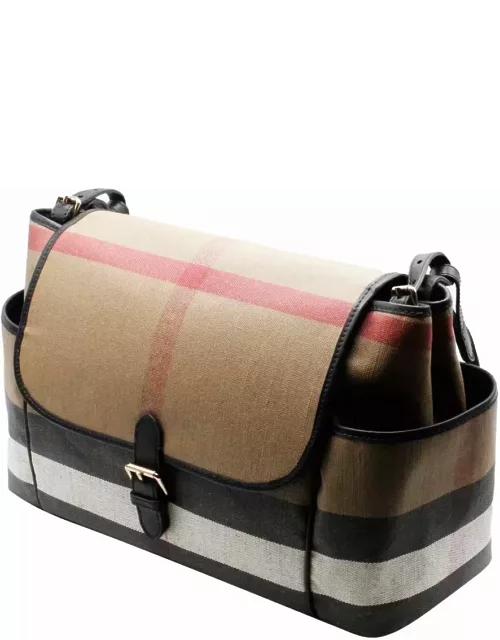 Burberry Mum Changing Bag Made Of Cotton Canvas With Check Pattern With Shoulder Strap, Comfortable Internal Pockets And Changing Mat. Measures Cm. 38x