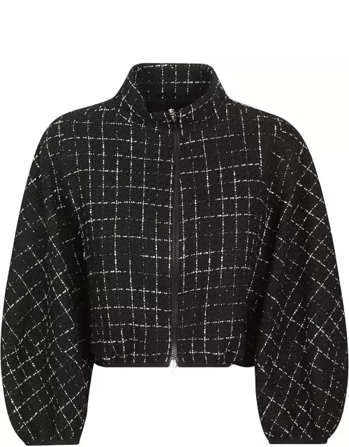Herno Grid-patterned Cropped Zipped Jacket