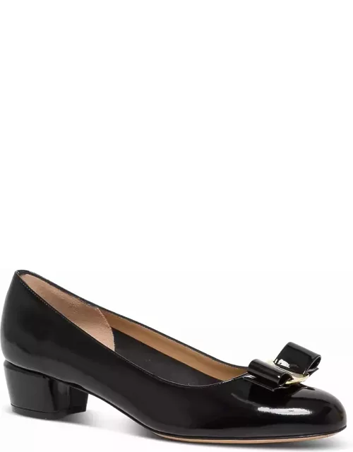 Ferragamo Vara Pumps In Black Patent Leather With Bow