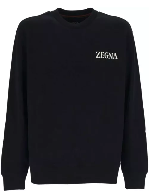 Zegna Logo Prrinted Crewneck Sweatshirt