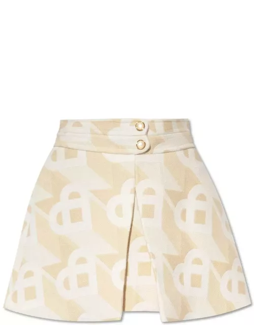Casablanca Monogram-pattern Front Slit Mini Skirt