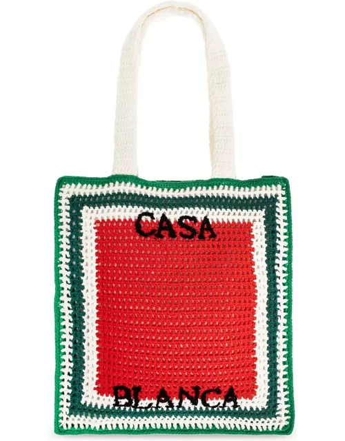 Casablanca Crocheted Atlantis Tote Bag In Green, Red And White
