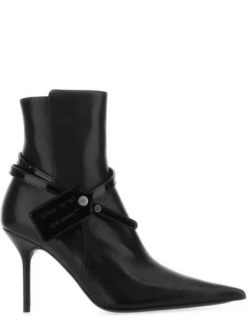 Off-White Black Leather Ankle Boot