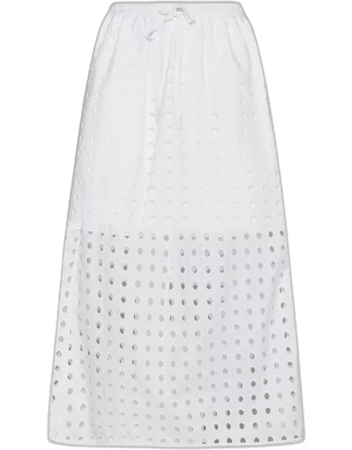 See by Chloé Broderie Anglaise Cotton Midi Skirt
