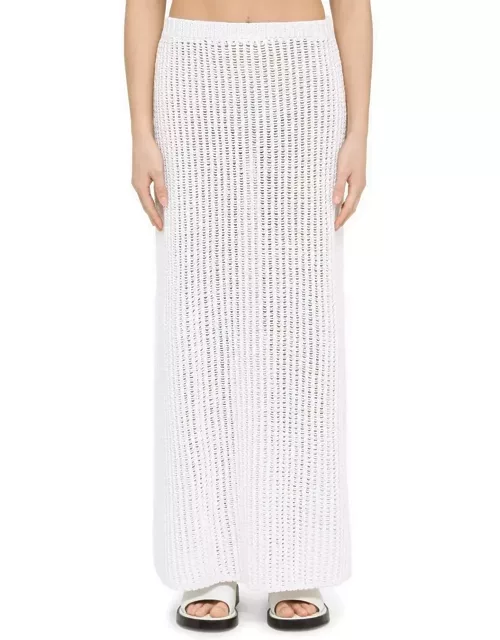 Ferragamo White Crochet Long Skirt