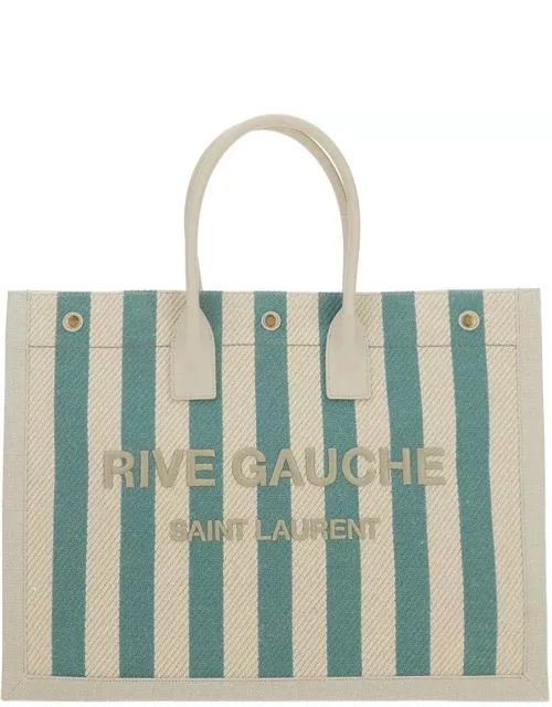 Saint Laurent Rive Gauche Logo Embroidered Tote Bag