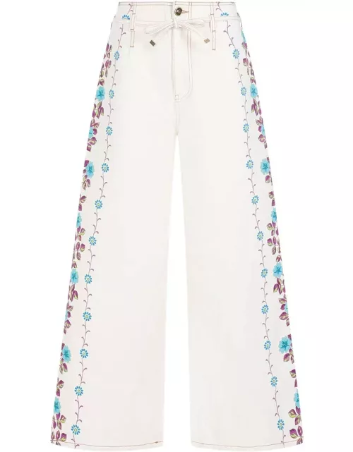 Etro Floral-printed Wide-leg Stretched Jean