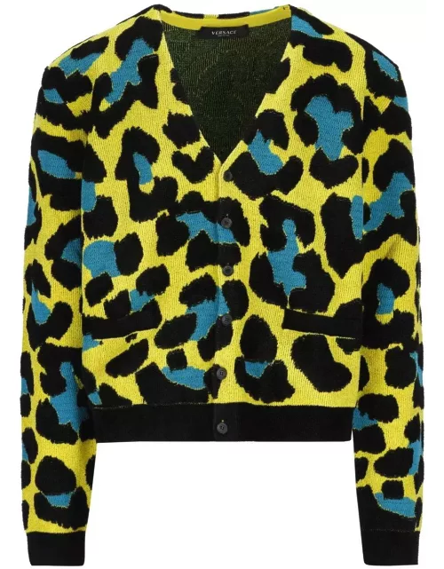 Versace Leopard Pattern Button-up Cardigan