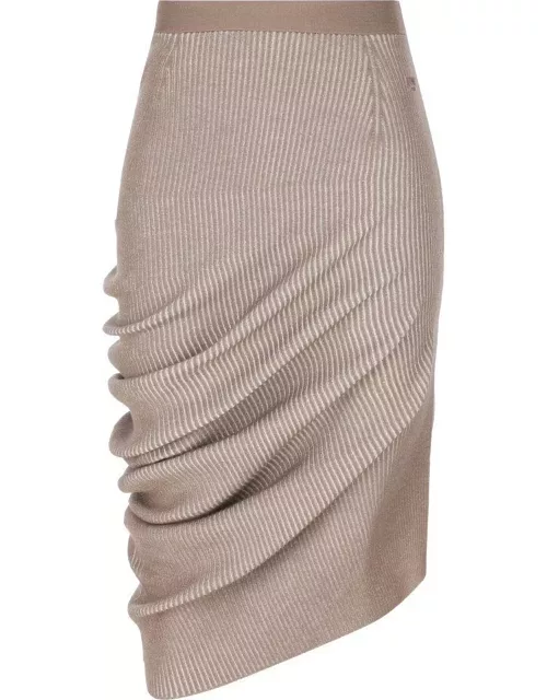 Fendi Asymmetric Draped Ribbed Skirt
