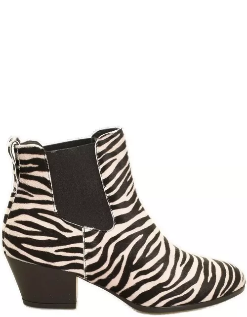 H401 Chelssea Zebra Print Ankle Boots Hogan