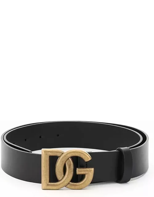 Dolce & Gabbana Lux Leather Belt With Crossed Dg Logo