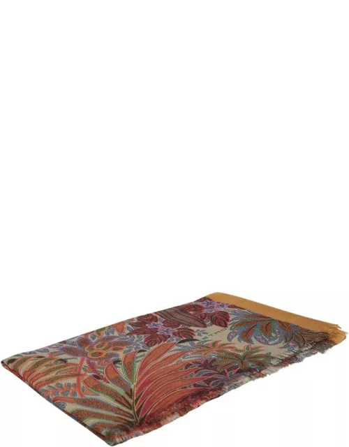 Etro Floral-printed Frayed-edge Scarf