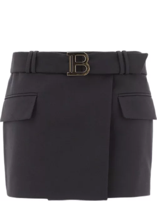 Balmain B Buckle Belted Mini Skirt