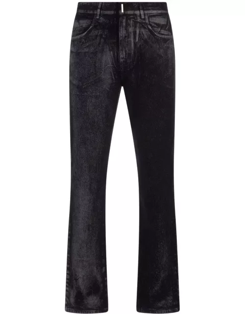 Givenchy Black And Grey Straight Jeans With Reflective Painted Pattern