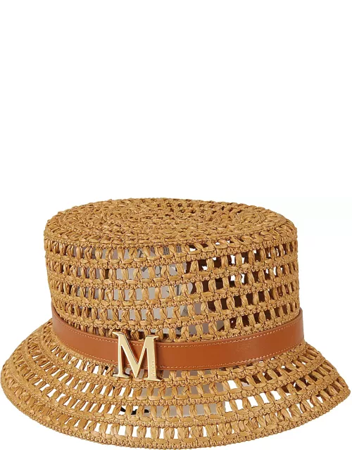 Max Mara Logo Plaque Perforated Woven Hat