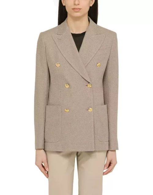 Max Mara Clay-coloured Double-breasted Jacket In Cotton