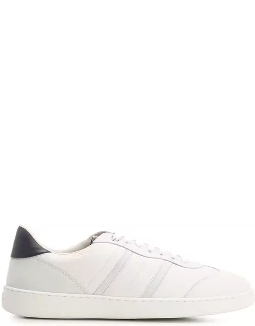 Ferragamo White Sneakers With Blue Heel Tab