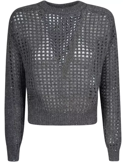 Brunello Cucinelli Perforated Rib Trim Sweater