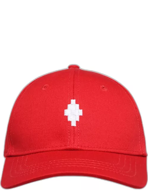 MARCELO BURLON Red Cotton Cross Hat