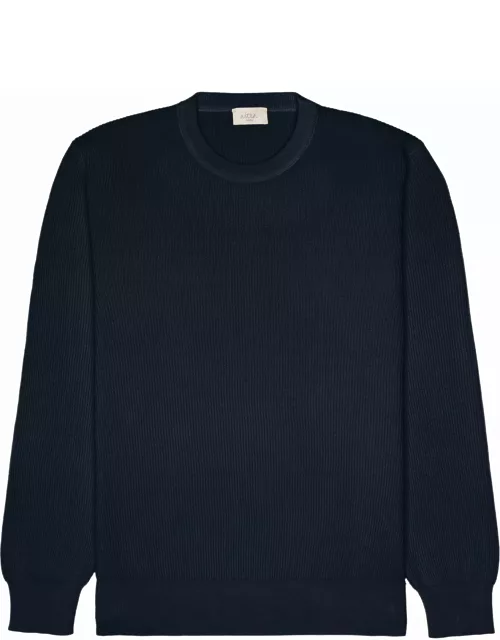Altea Blue Ribbed Crew-neck Sweater