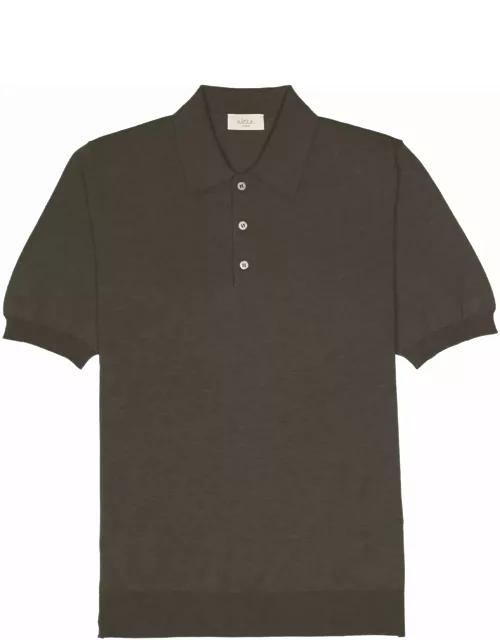 Altea Military Green Short-sleeved Polo Shirt In Cotton