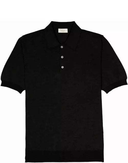 Altea Black Short-sleeved Polo Shirt In Cotton
