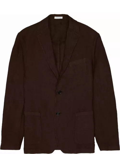 Altea Dark Brown Linen Single-breasted Jacket