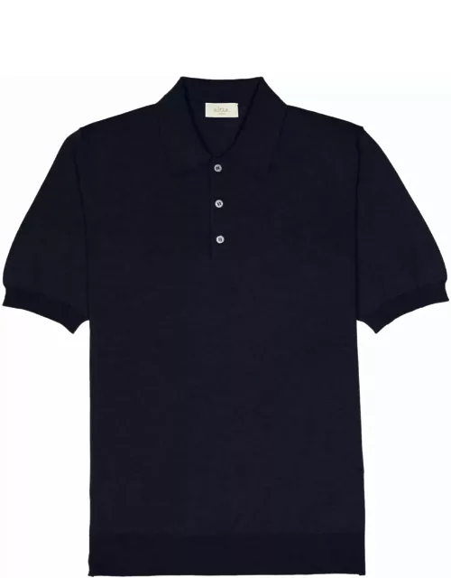 Altea Blue Short-sleeved Polo Shirt In Cotton
