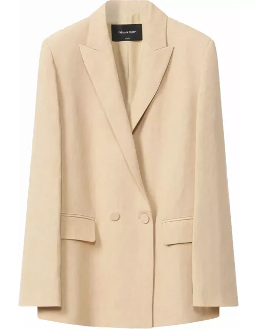Fabiana Filippi Double-breasted Jacket In Linen And Viscose Blend
