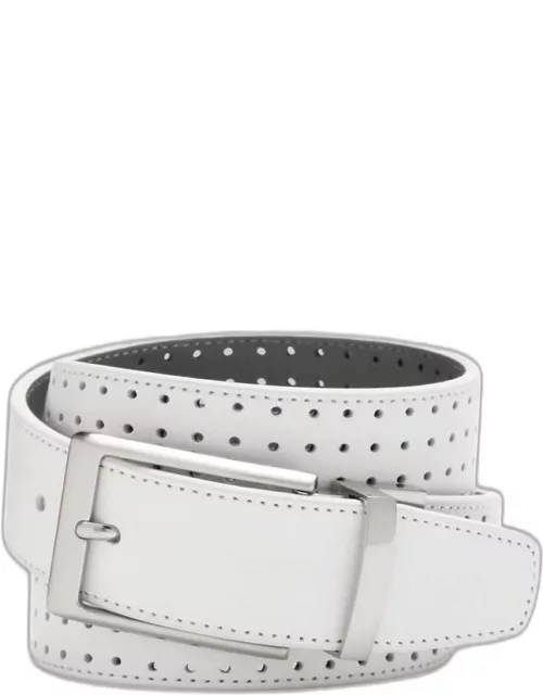JoS. A. Bank Men's Perforated Reversible Leather Belt, White