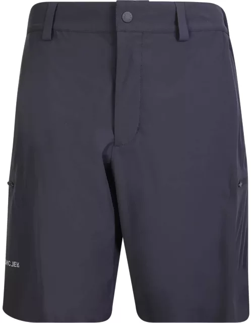 Moncler Grenoble Black Nylon Bermuda Shorts With Logo