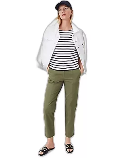 Ann Taylor Petite AT Weekend Seamed High Rise Straight Ankle Pants in Chino