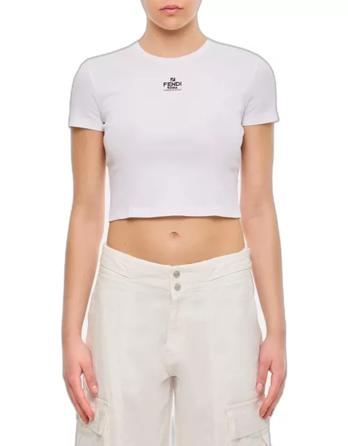 Fendi Ribbed Cropped T-shirt White