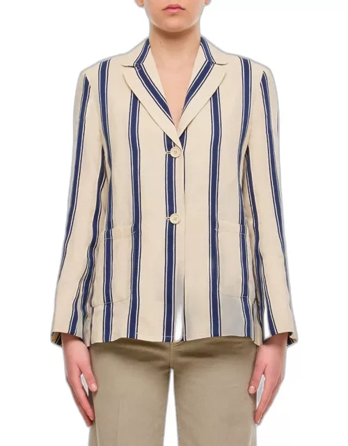 S Max Mara Milva Striped Linen Jacket White