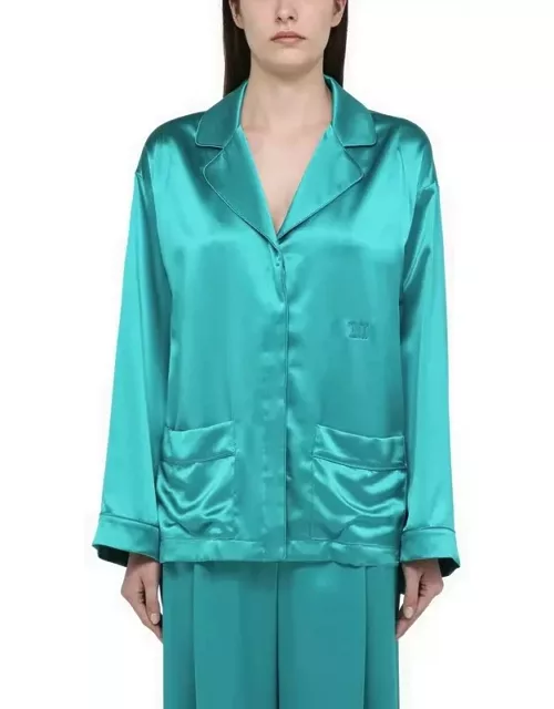 Green silk satin pyjama shirt