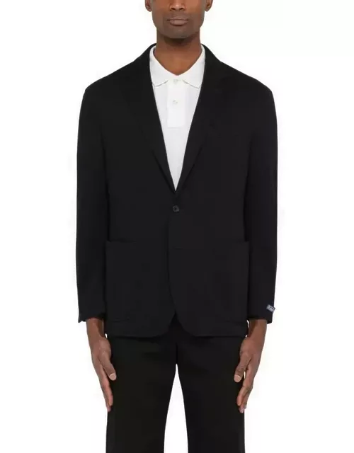 Black single-breasted jacket in cotton blend