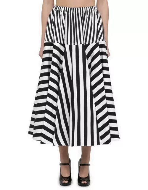 White/black striped cotton skirt