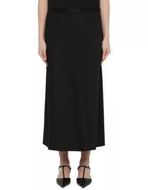 Black midi flared skirt