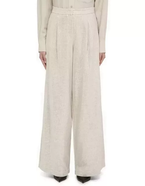 Bamboo-coloured wide trousers with micro sequin