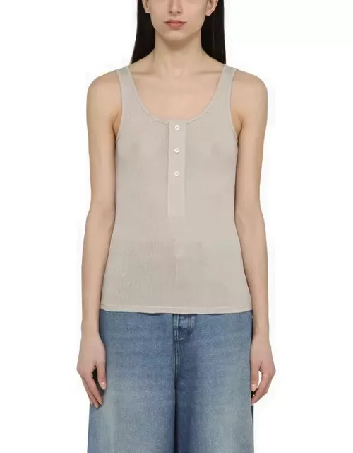 Chalk-coloured cotton tank top with button